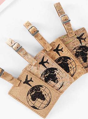 Earth Airplane Pattern Suitcase Pu Leather Luggage Tag Label