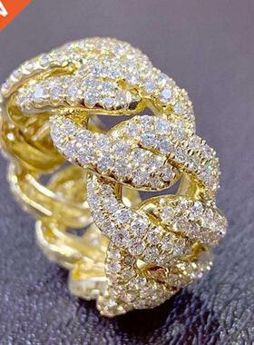 Luxury Male Female Rings Gold Bling Bling Hip Hop Punk Zirco