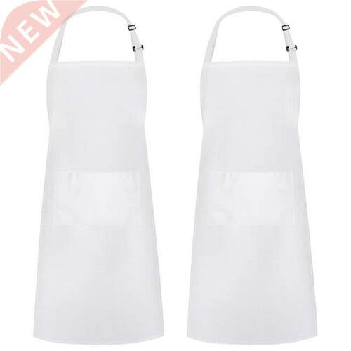 2 Pack Kitchen Adjustable Bib Apron 100% Polyester with 2 Po