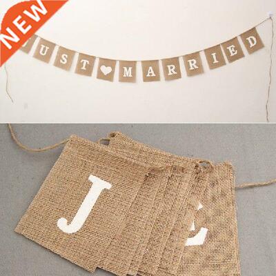 Jute Burlap Bunting Rustic Just Married Mr Mrs Wedding