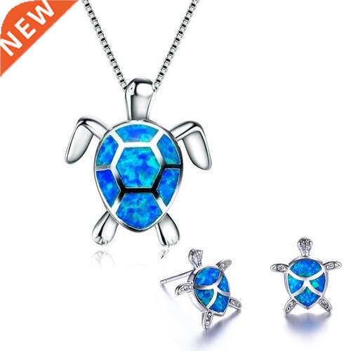 Classic Cute Sea Turtle Necklace Earrings jewelry set ndy An