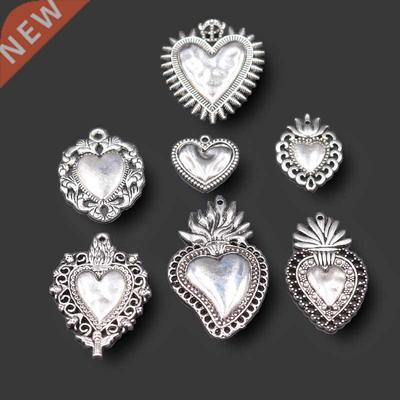 7pcs Mix Mexican Style Large Catholic Sacred Heart Amulet Pe