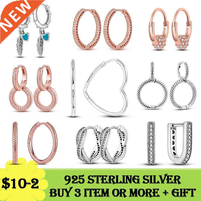 Silver Earrings Real 925 Sterling Silver Big Heart CZ Zircon