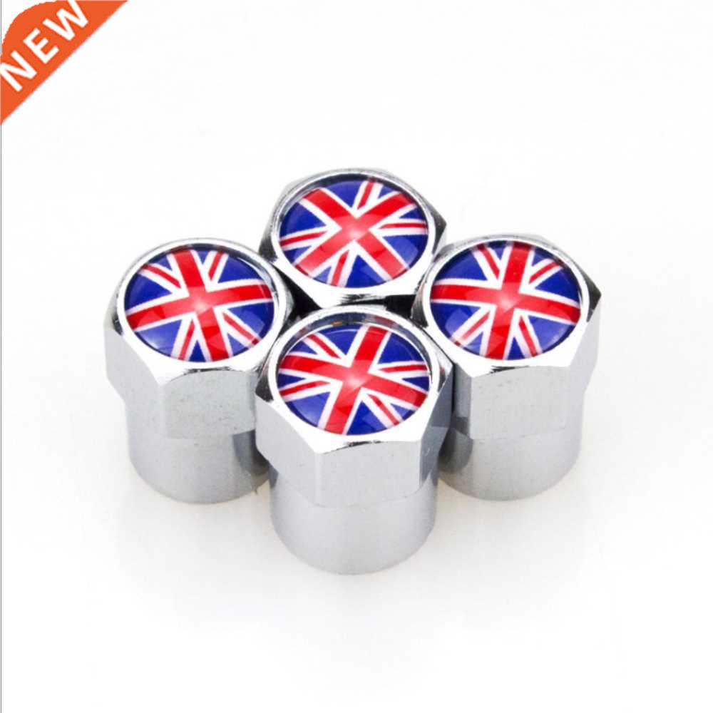 4 X Metal Wheel Tire Valve Caps Covers Flag Logo Car Decora