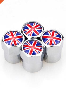 4 X Metal Wheel Tire Valve Caps Covers Flag Logo Car Decora