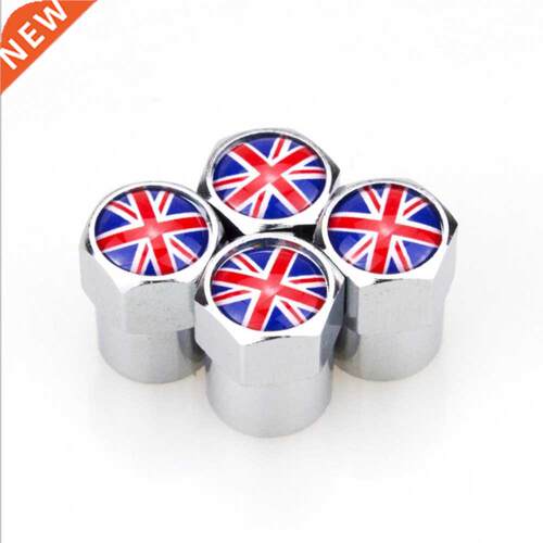4 X Metal Wheel Tire Valve Caps Covers Flag Logo Car Decora