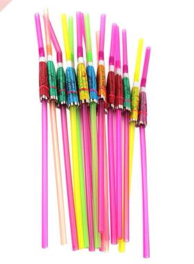 50pcs Cocktail Colorful Disposable Straw Fluorescent Club Su