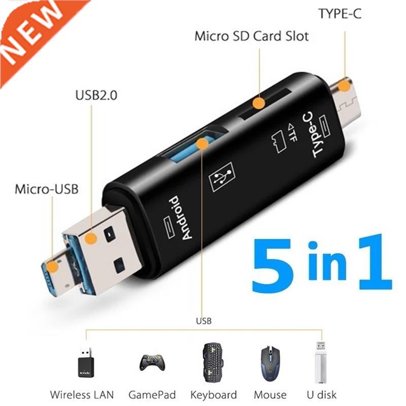 5 in 1 Multifunction Usb 2.0 Type C/Usb /Micro Usb/Tf/SD Mem