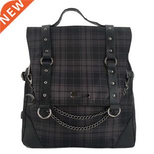 2021 Plaid Gothic Punk Rock Backpack Women Techwear Goth Go
