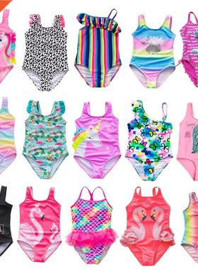 2-14 Years Grls Swmsut 2021 New One Pece Swmwear Flam