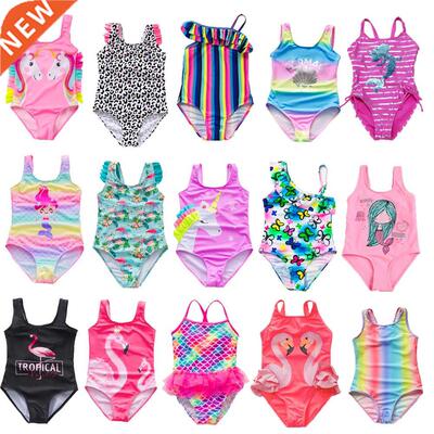 2-14 Years Grls Swmsut 2021 New One Pece Swmwear Flam