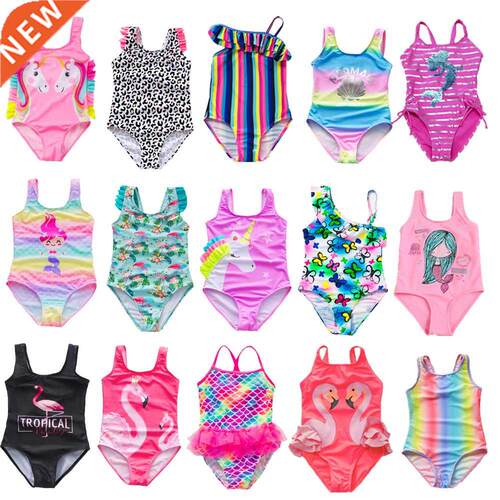 2-14 Years Grls Swmsut 2021 New One Pece Swmwear Flam
