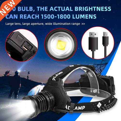 XHP70 Headlight USB Charging Support Output Outdoor Strong
