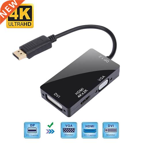 DisplayPort 1.2 to HDMI 4K DVI VGA 3 in 1 Multi Function Ca
