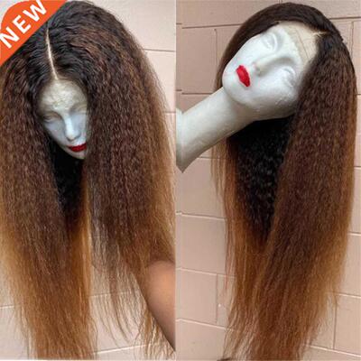 Ombre Blonde Yaki 24Inch 200 Density Long Kinky Straight Nat