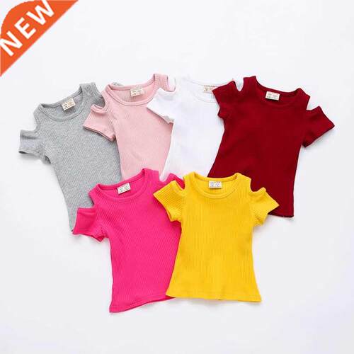 Off Shoulder T Shirt Girls Solid Elastic Shirt Summer Casual