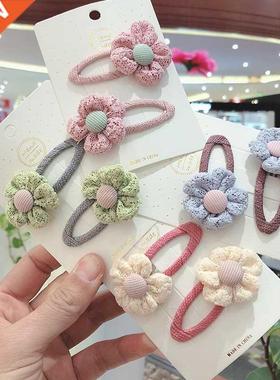 2PC/Sweet New Cute Plaid Faric Hair Clips For Children Girl