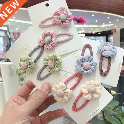 2PC/Sweet New Cute Plaid Faric Hair Clips For Children Girl