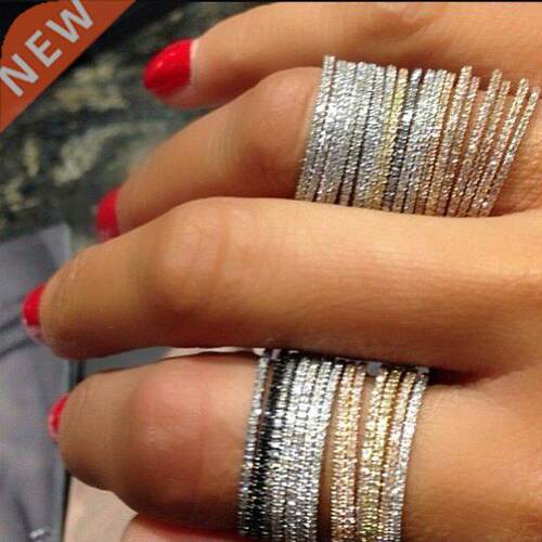 Sterling Silver 925 thin line micro pave cz eternity 3 color