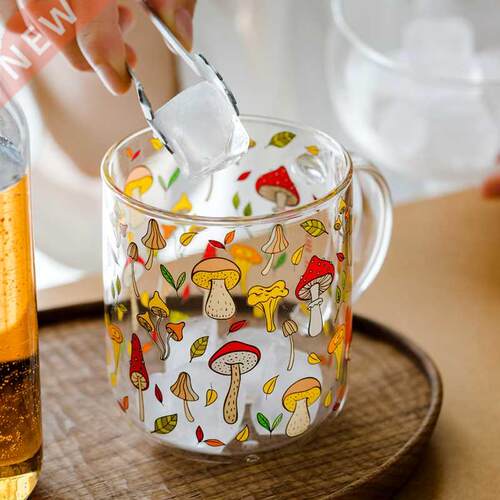 JINYOUJIA Heat-Resistant With Handle Glass Mug Breakfast Mil