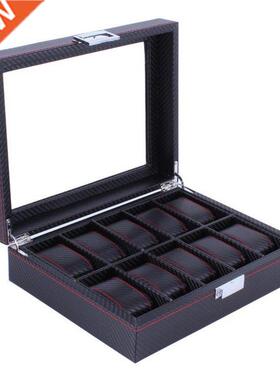 2/6/10/12 Girds Leather/Carbon Fiber Luxury Watch Box Jewelr