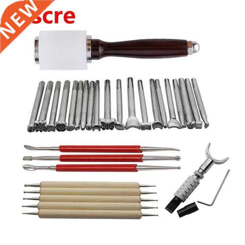 30Pcs Leather Carving Working Saddle Set With Hammer Swivel