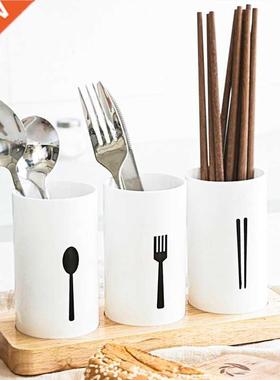 Flatware Organizer with Wood Base Cutlery Utensil Holder