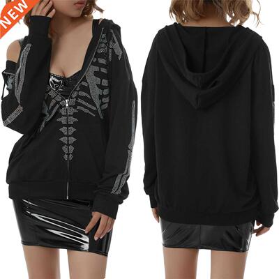 Women's Sweatshirt Loose Style Hooded Jacket,Letters Rhinest