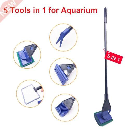 5 In 1 Aquarium Tank Cleaner Set Fish Net Gravel Rake Algae