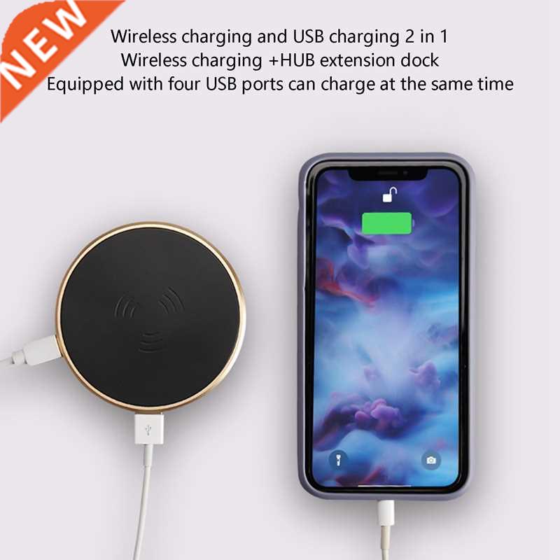 USB HUB with Wireless Charger USB 2.0 Docking Station 4 X US