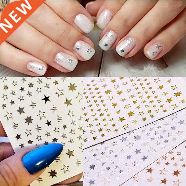 Lovely Stars Geometry 3D Nails Art Sticker gold/silver/rose