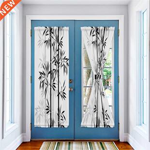 Black White Bamboo Chinese Style Window Curtain for Living
