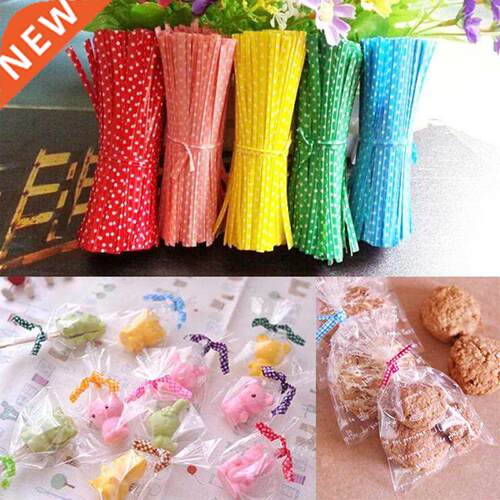 Multi Color 100Pcs/lot Candy color Dot Print Twist Ties Wire