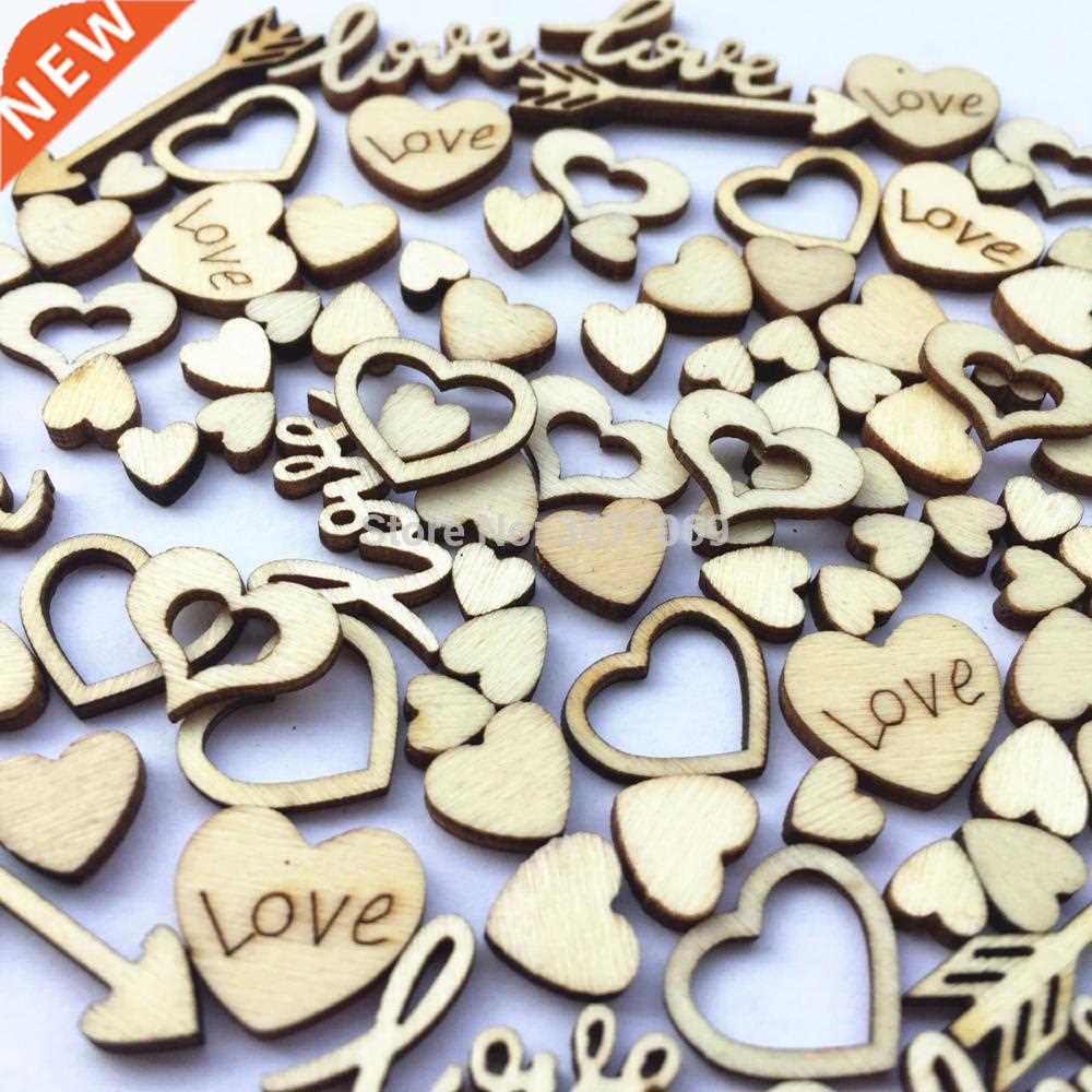 1000pcs Wood Wedding Mixed Hearts Love Confetti Crafts Chips