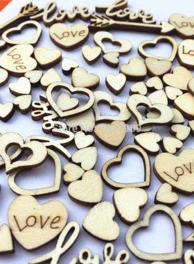 1000pcs Wood Wedding Mixed Hearts Love Confetti Crafts Chips