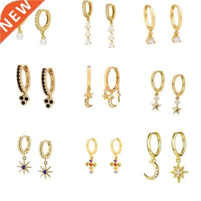 AIDE Small Cross Hoop Pendant Earrings For Women Pendientes