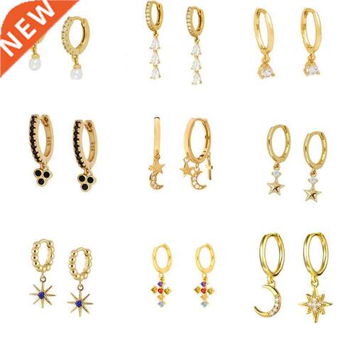 AIDE Small Cross Hoop Pendant Earrings For Women Pendientes