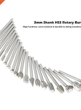 20PCS 3mm Shank HSS CNC Rotary Burrs Set File Milling