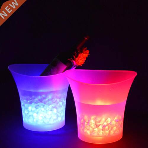 New LED 5L Waterproof Plastic Ice Bucket 7 Color Bars Nightc