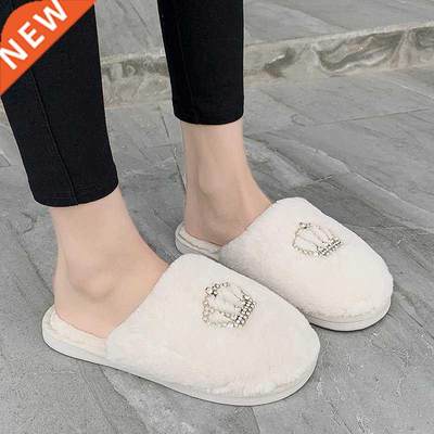 COOTELILI Winter Fashion Women Home Slippers Faux Fur Warm S