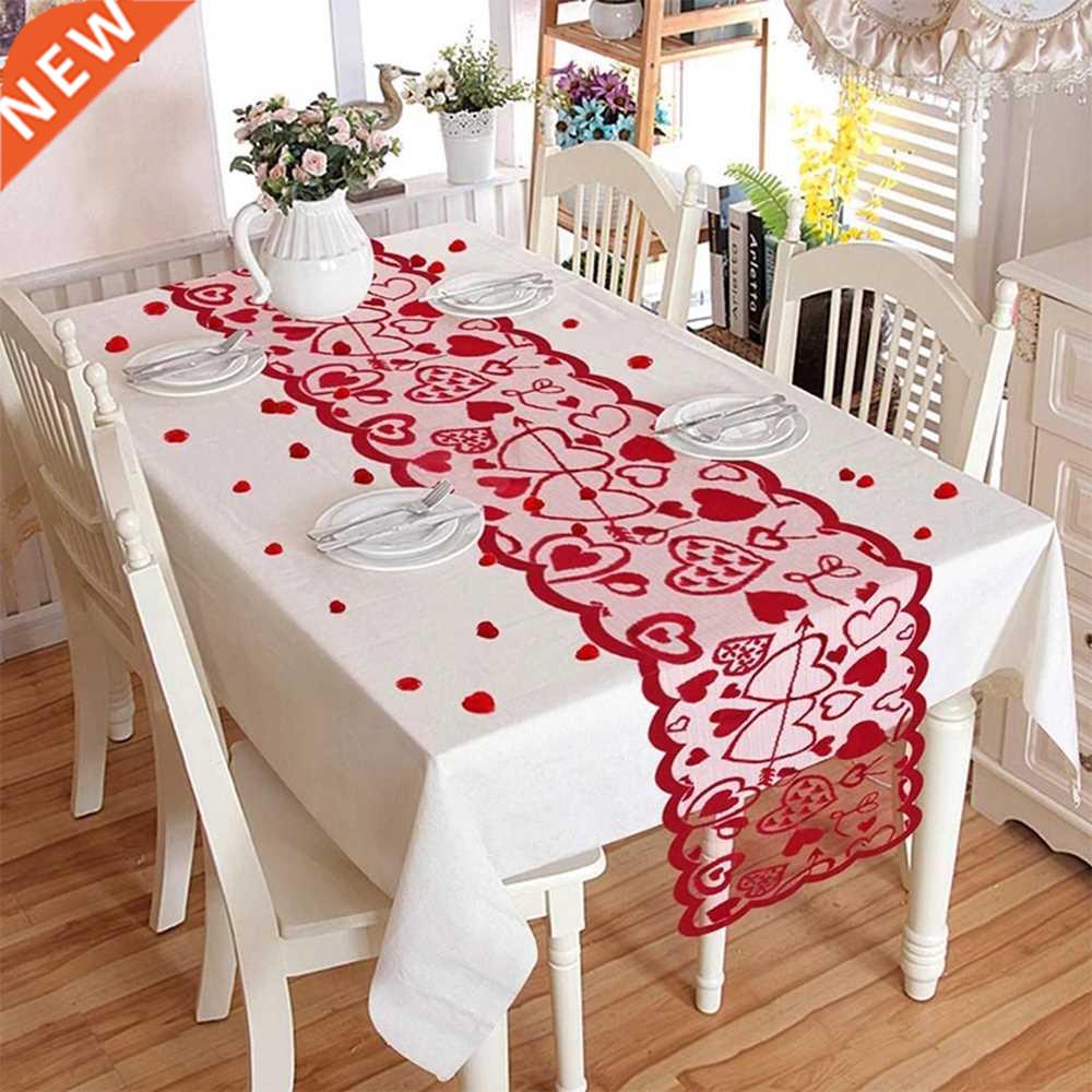 Heart Pattern Table Runner Red Lace Tablecloth And Placemat