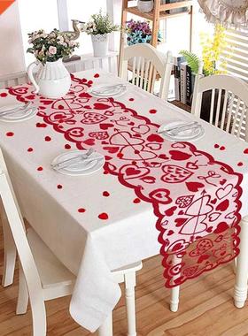 Heart Pattern Table Runner Red Lace Tablecloth And Placemat