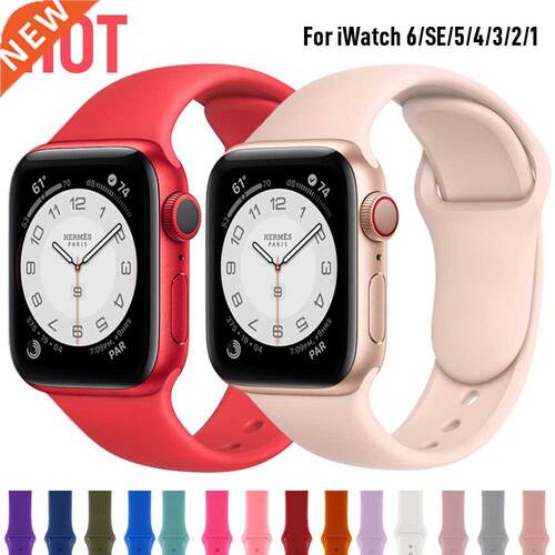 Silicone Strap For Apple Watch band 6 44mm 42mm 40mm 8mm Sm