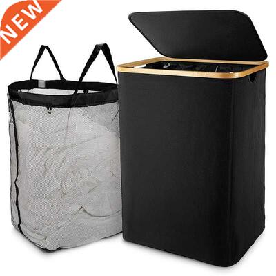 Laundry Basket With Lid, Black Laundry Basket With Removable