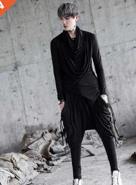 Outono inverno masculino lado borlas punk hip hop harem cal?