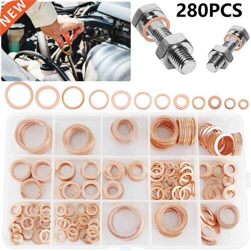 280Pcs Copper Washers Assorted M5 M6 M8 M10 M12 M14 M16 M20
