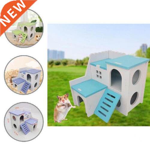 Double Layers Hamster Wooden House Nesting Habitat Small