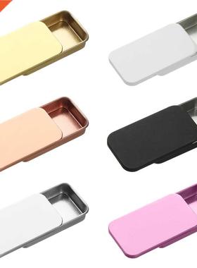 1 Pcs Metal Rectangular Empty Mini Tin Box Tinplate Push Can