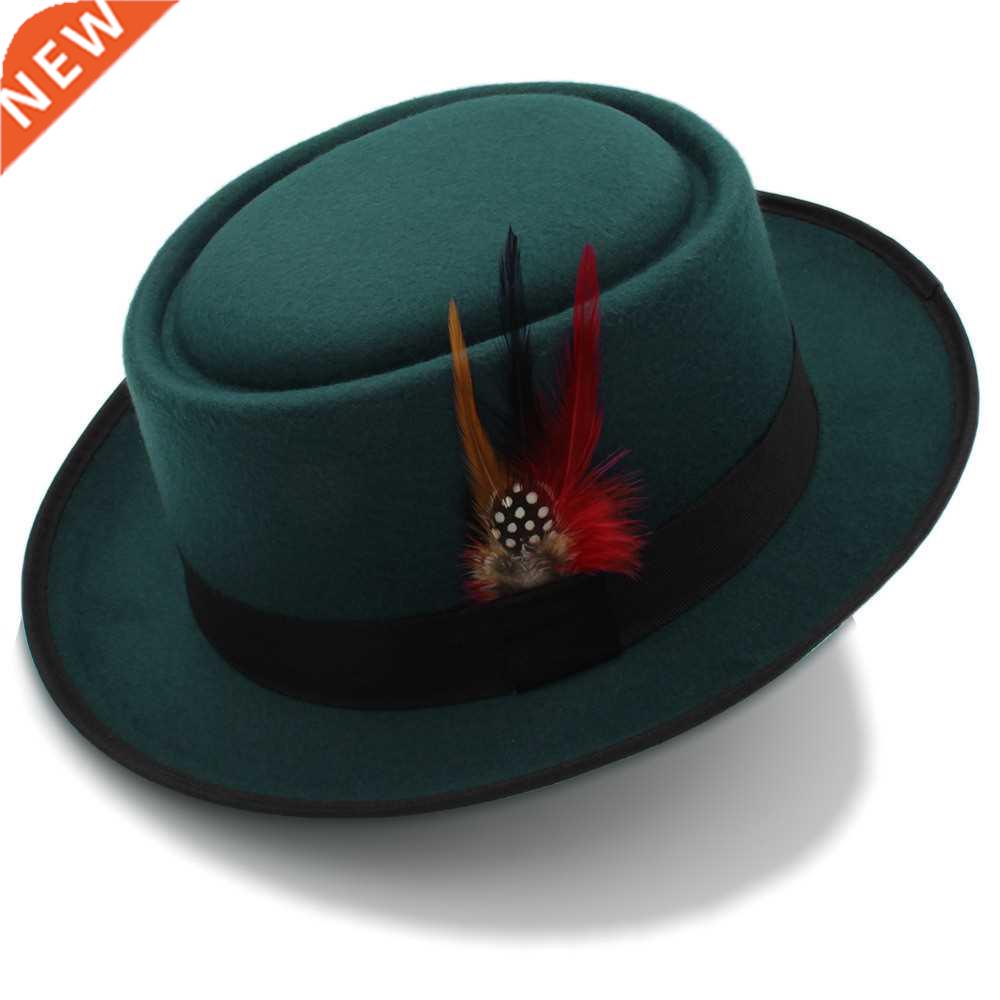 Fashion Women Men Pork Pie Hat Dad Wool Flat Fedora Hat Lady