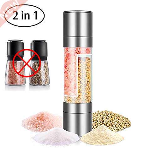 2 In 1 Pepper Mill Manual Salt and Pepper Grinder Set with